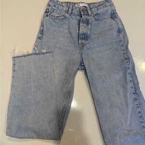 Zara Light Blue Straight Leg Jeans